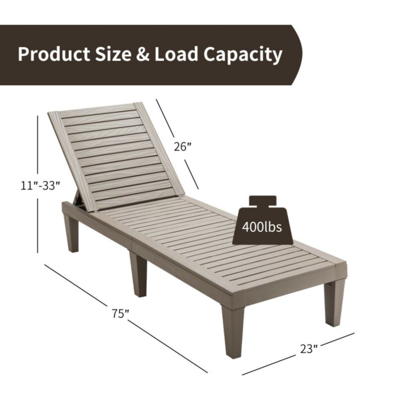 Outdoor Recliner Chair with 5-Position Adjustable Backrest