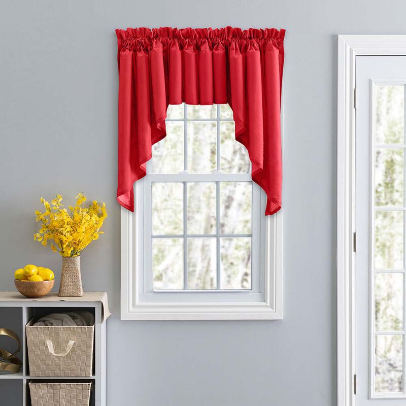 Ellis Stacey 3" Rod Pocket High Quality Fabric Solid Color Window Lined Swag Set 126"x36" Red