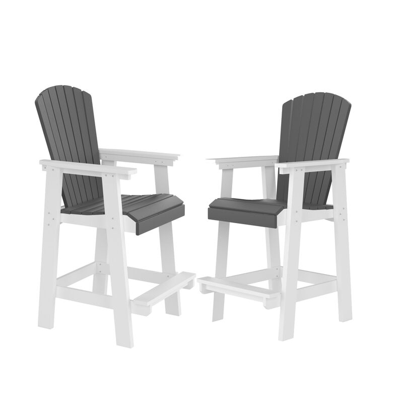 HDPE Bar Chair, White + Gray, Set of 2