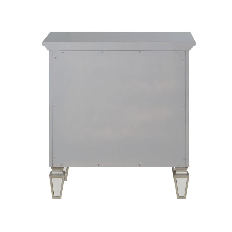 Varian Nightstand, Silver & Mirrored Finish