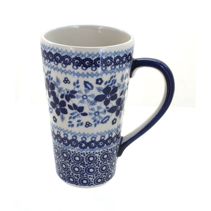 Blue Rose Polish Pottery Elizabeth Large Coffee Mug