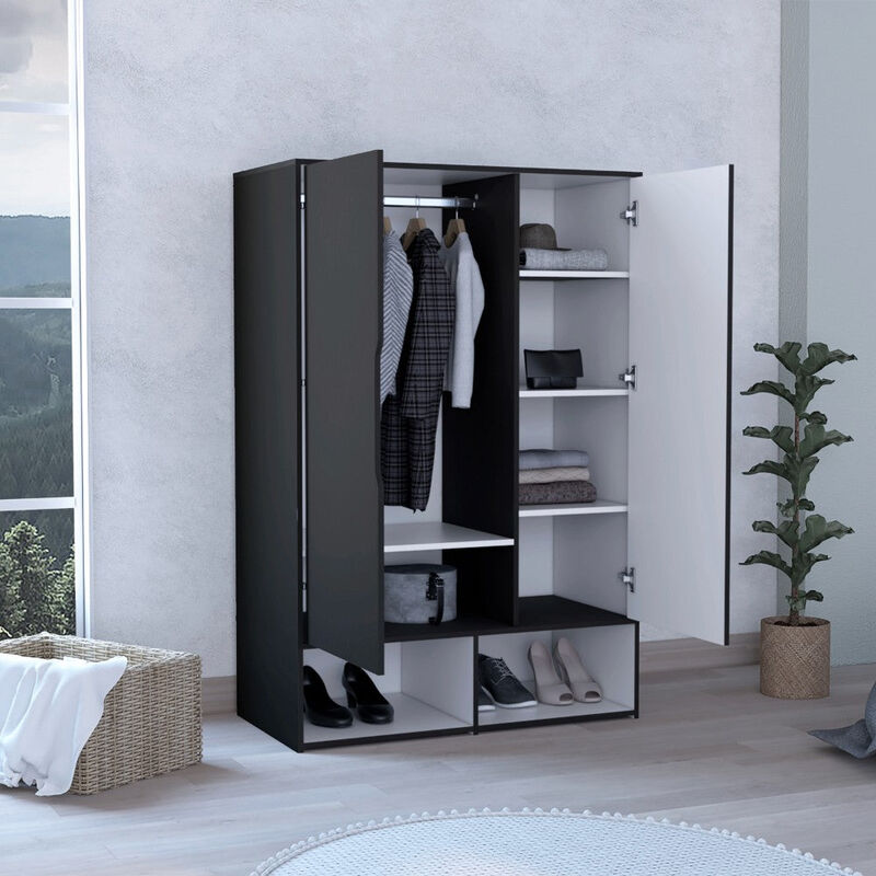 Armoire Barletta, Bedroom, Black / White