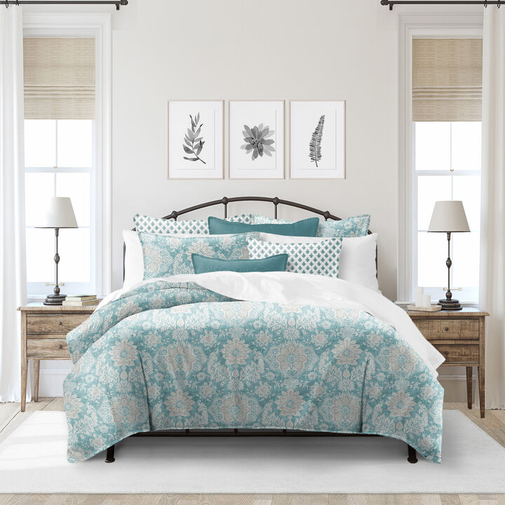 6ix Tailors Fine Linens Osha Aqua/Teal Coverlet Set