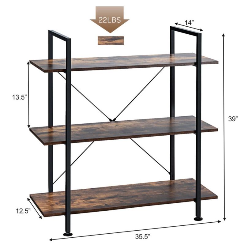 Hivago 3/5 Tiers Industrial Bookcase with Metal Frame for Home Office
