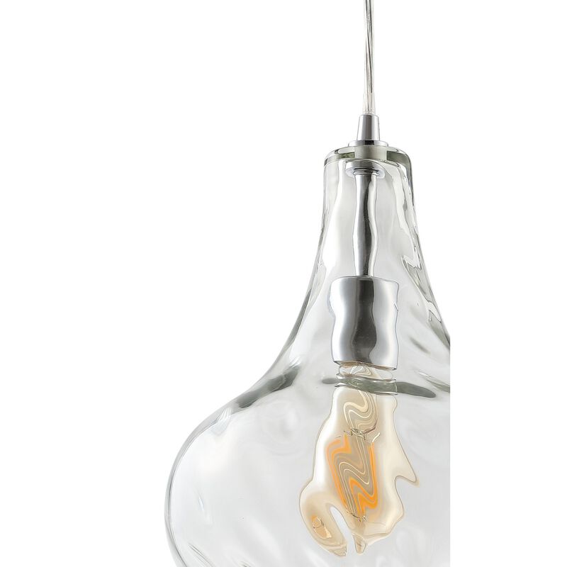 Ferano 9" Adjustable Metal/Glass LED Pendant, Chrome