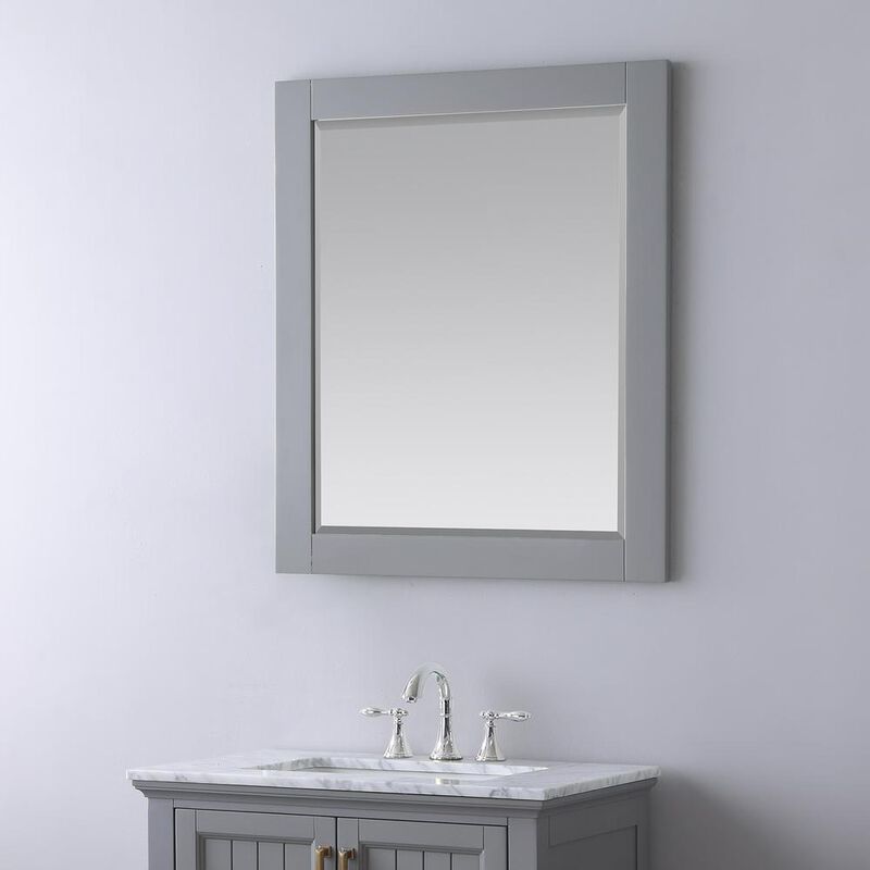 Altair 28 Rectangular Bathroom Wood Framed Wall Mirror in Classic Gray