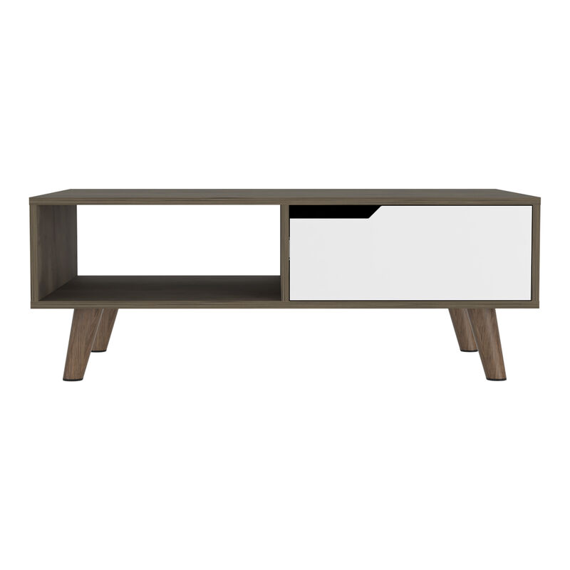 Coffee Table 2.0 Bull, Living Room, Dark Brown / White