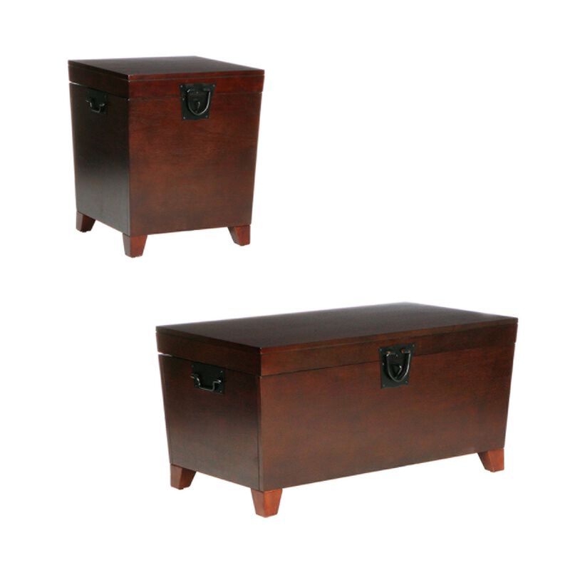 Homezia 39" Brown Manufactured Wood And Metal Rectangular Coffee Table