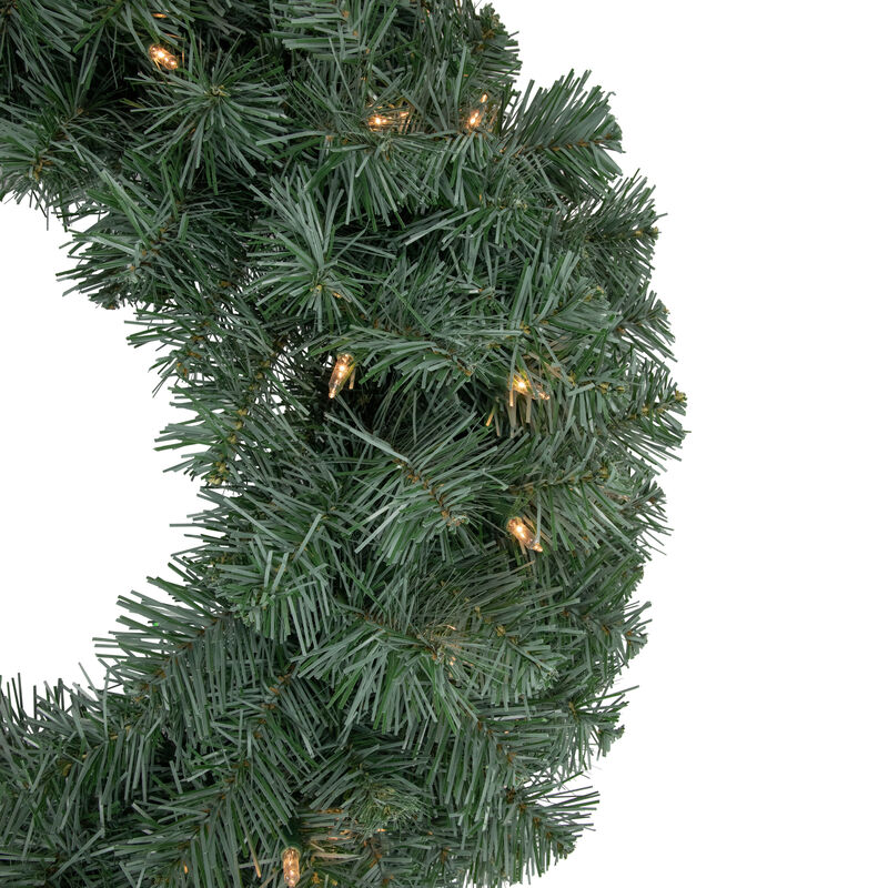 Pre-lit Colorado Blue Spruce Artificial Christmas Wreath  24-Inch  Clear Lights