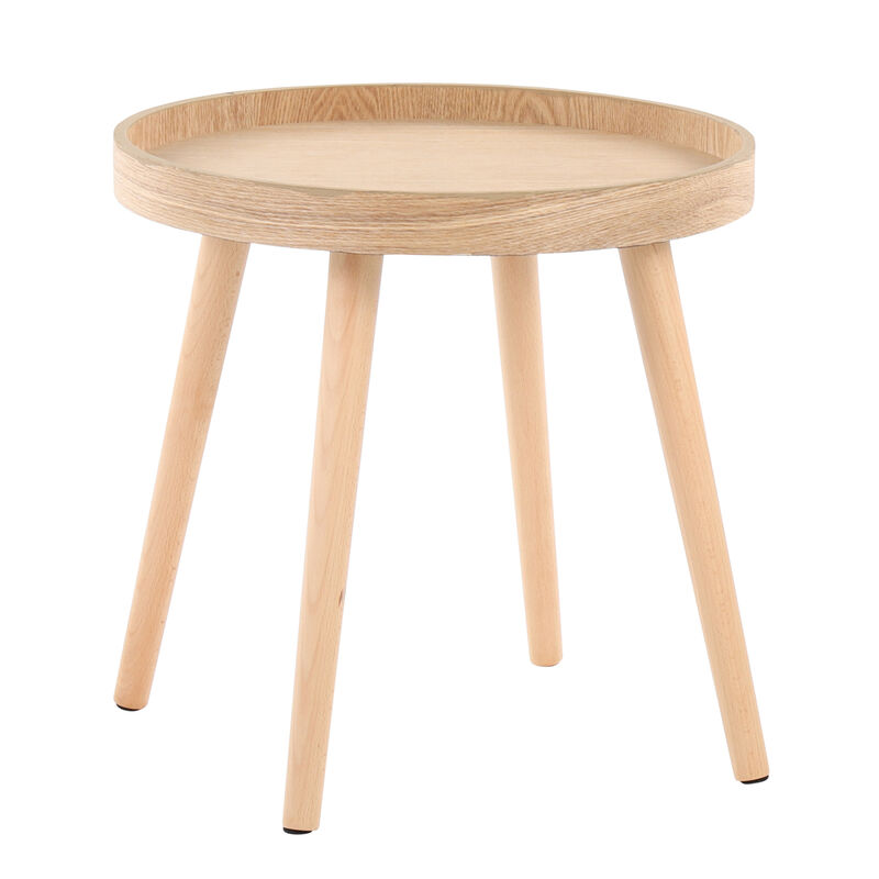 Pebble Mid Century Modern Side Table Set in Natural Wood by Lumi Source