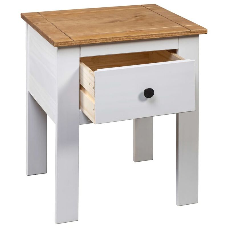 Bedside Cabinet White 18.1"x15.7"x22.4" Pine Panama Range