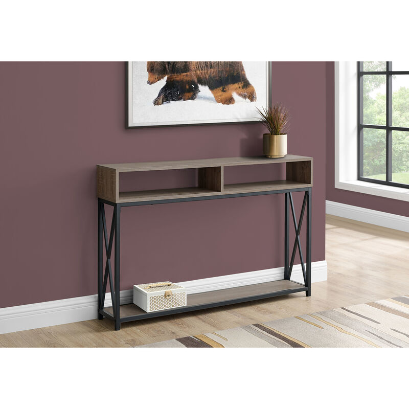 Monarch Specialties I 3573 Accent Table, Console, Entryway, Narrow, Sofa, Living Room, Bedroom, Metal, Laminate, Brown, Black, Contemporary, Modern