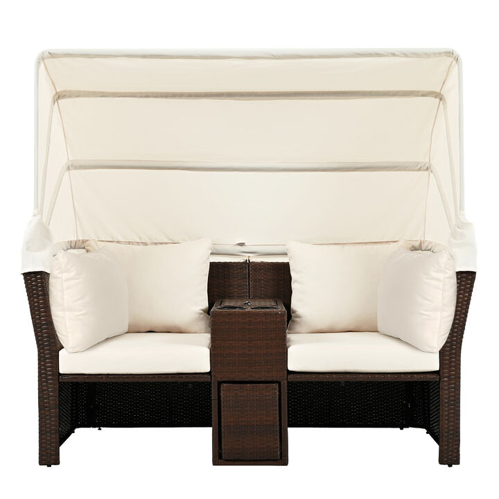 Merax Outdoor Double Daybed Loveseat Sofa Set