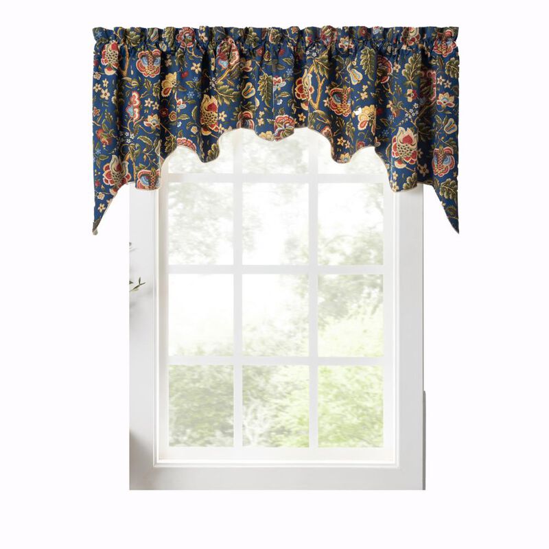 Ellis Curtain Regency Swag Shaped 3" Rod Pocket Valances for Windows 100" x 30" Navy