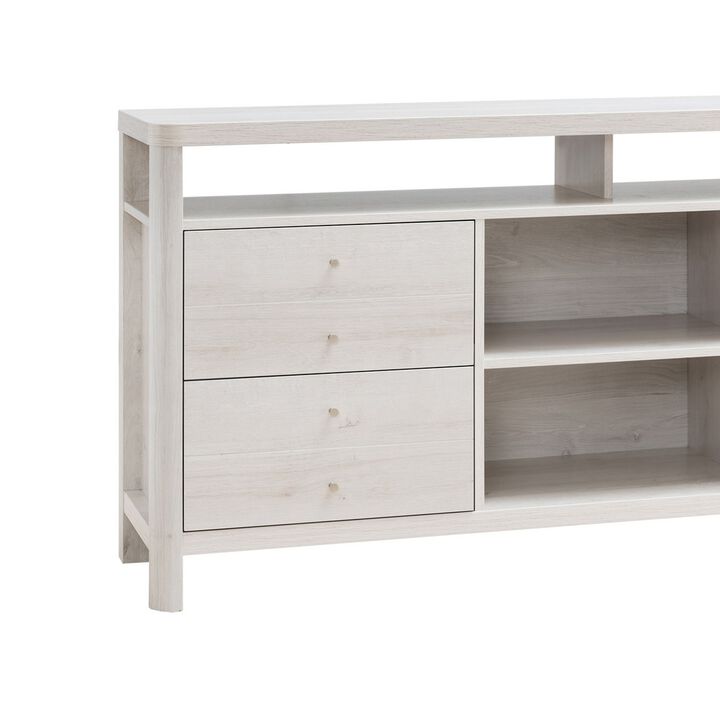 60 Inch Modern Sideboard Buffet Console Cabinet, 4 Drawers, Wood, White Oak - Benzara