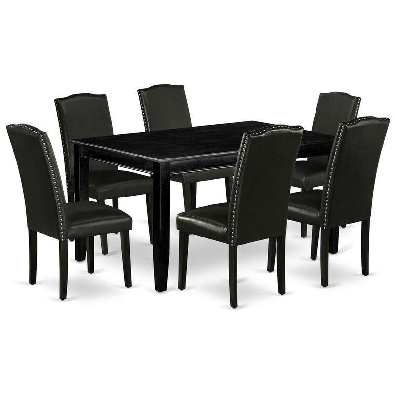 East West Furniture Dining Room Set Black, DUEN7-BLK-69