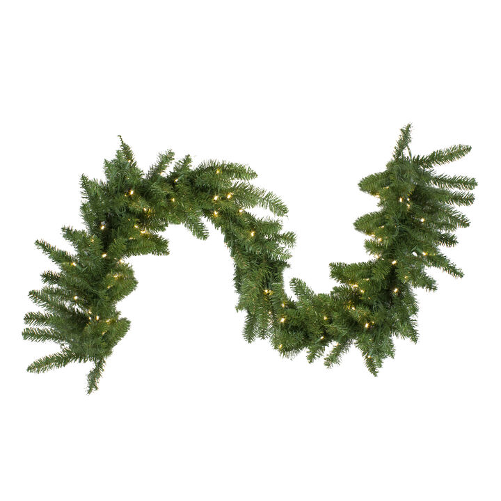 25' x 18 Pre-Lit Buffalo Fir Commercial Artificial Christmas Garland -  Warm White LED Lights