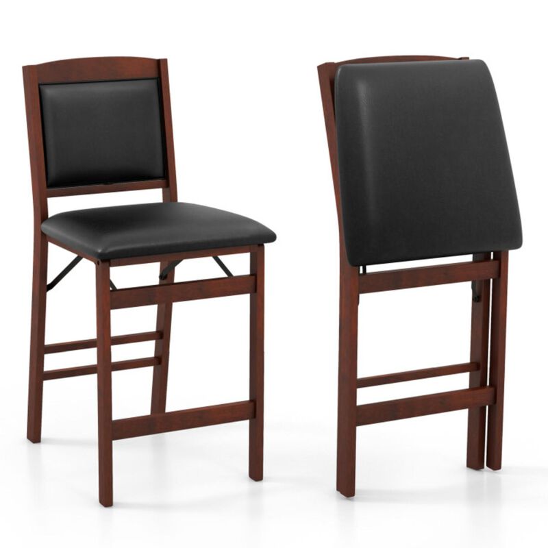 Hivvago Set of 2 Folding Kitchen Island Stool with Rubber Wood Legs