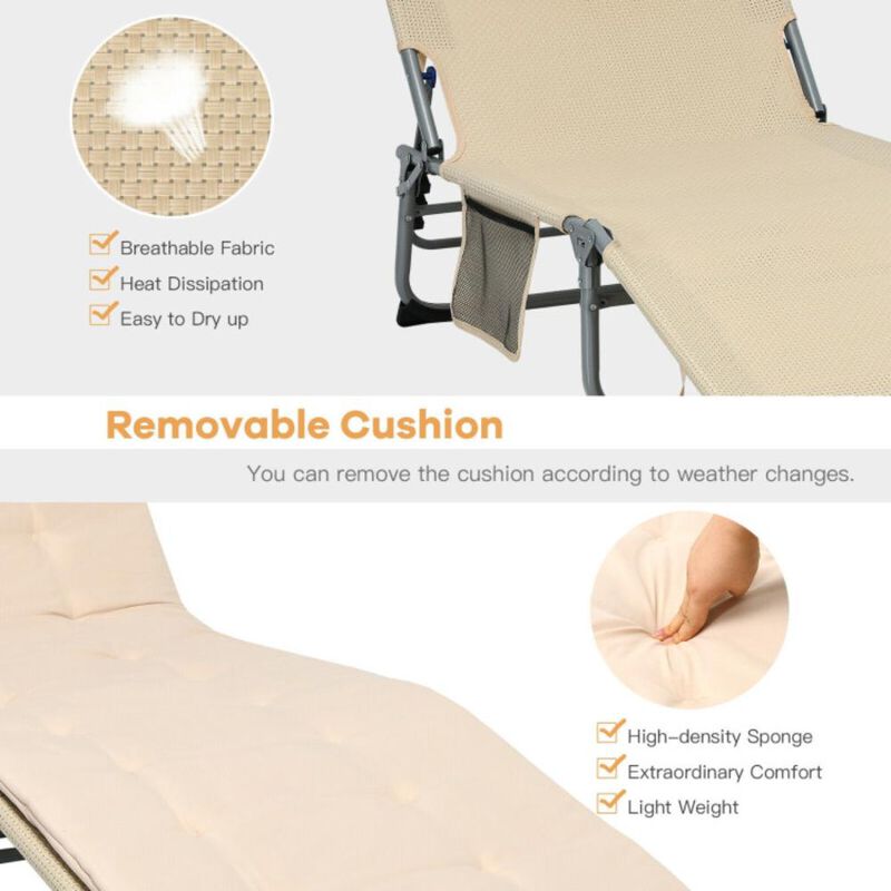 Hivvago 4-Fold Oversize Padded Folding Lounge Chair with Removable Soft Mattress