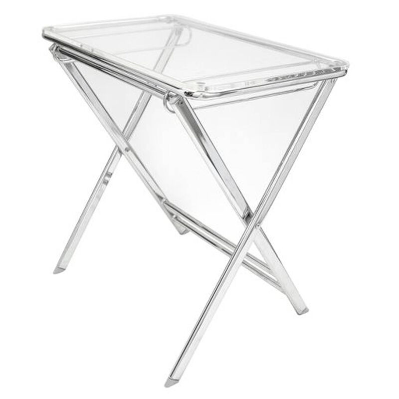 LeisureMod  24 x 25 x 17 in. Victorian Foldable End Side Table Tray, Clear