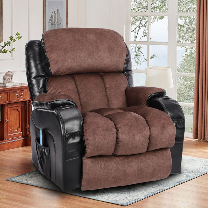 Recliner Chair for Living Room with Rocking Function and Side Pocket black brown