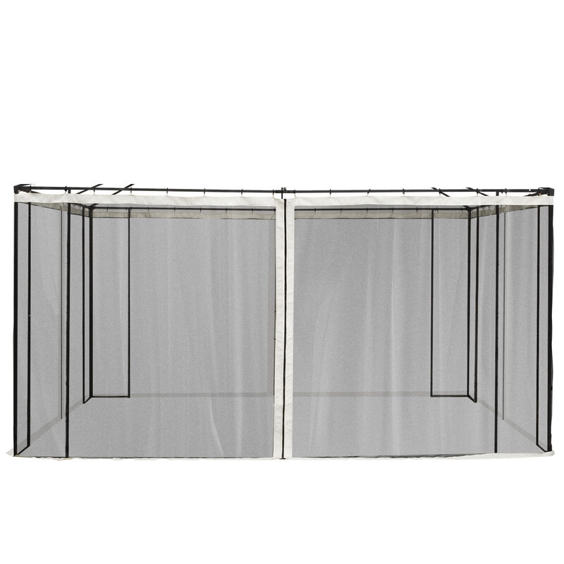 Outsunny 10' x 13' Replacement Mesh Sidewall Netting for Patio Gazebos and Canopy Tents with Zippers (Sidewall Only), Cream