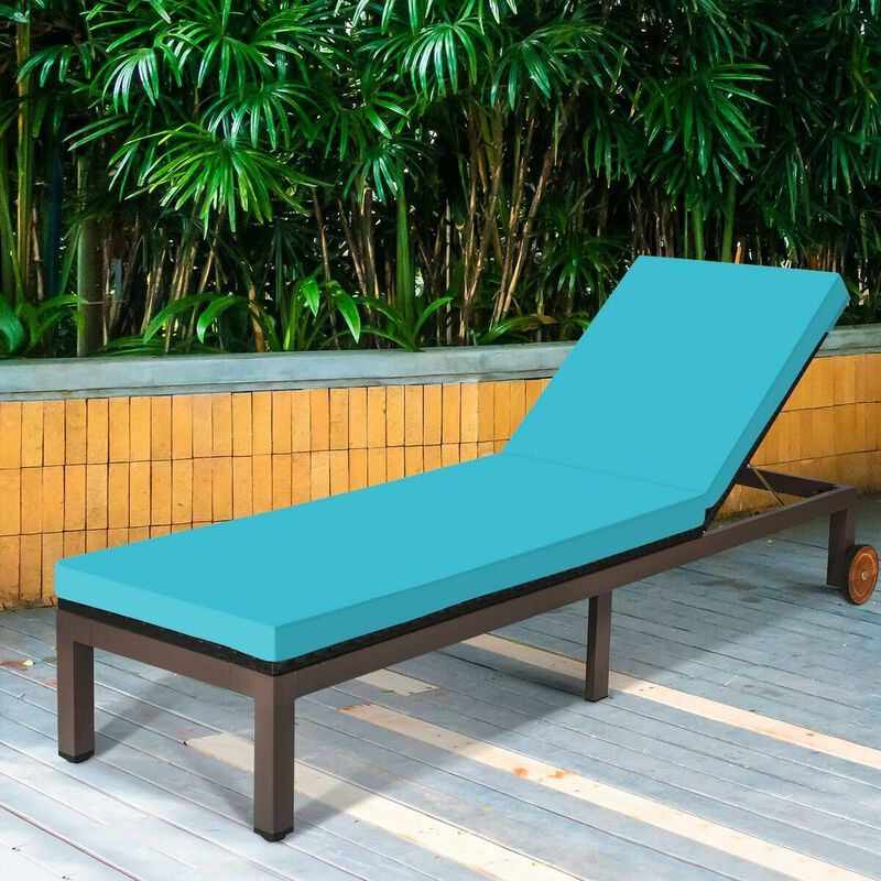 Patio Chaise Lounge Chair Outdoor Rattan Lounger Recliner Chair