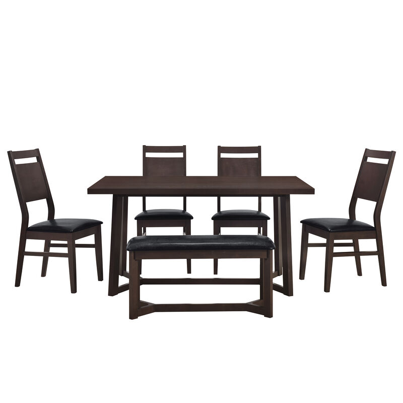 Merax Farmhouse 6-Piece Wood Dining Table Set