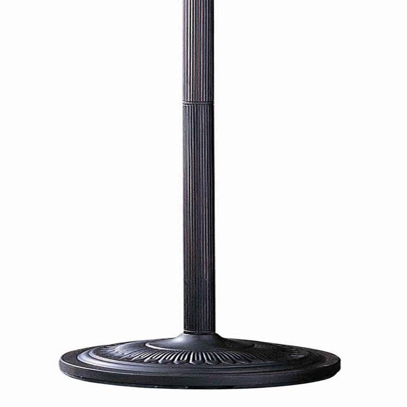 3 Way Metal Body Torchiere Lamp with Conical Mica Shade, Bronze-Benzara