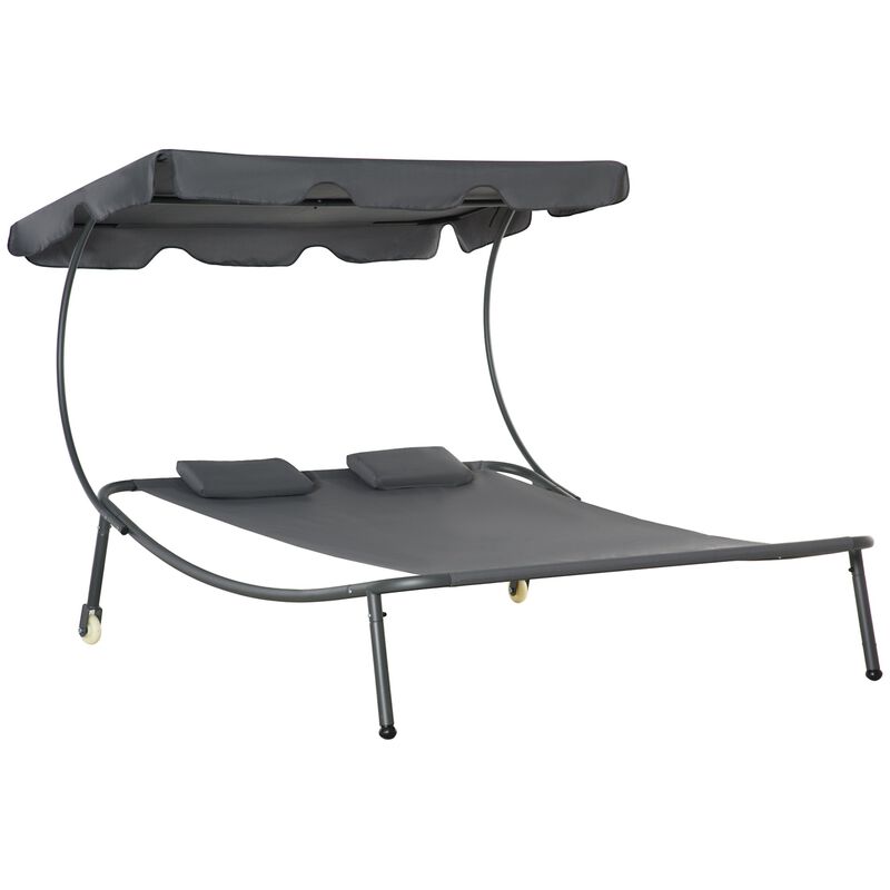 Adjustable Sun Bed: Wheeled Chaise Lounge with Canopy