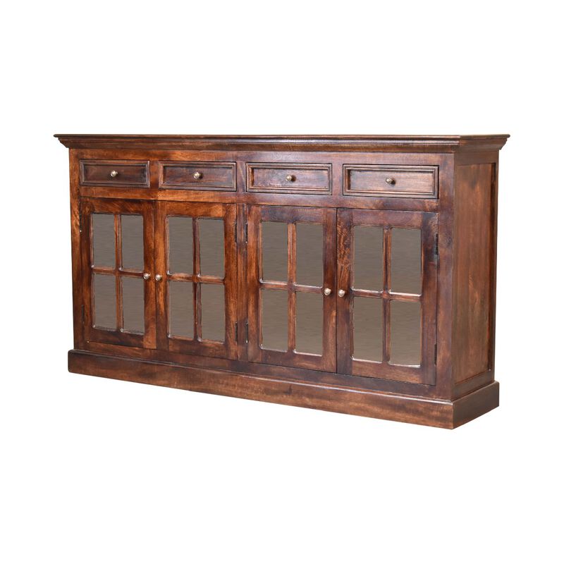 Light Walnut Solid Wood Glazed Sideboard