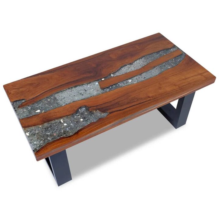 vidaXL Coffee Table Teak Resin 39.4"x19.7", 243467