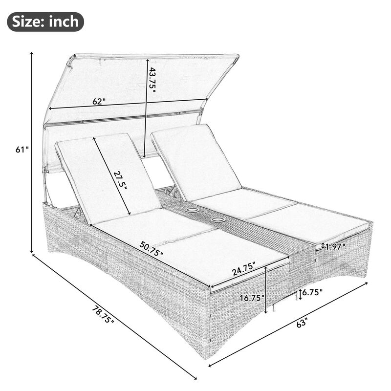 Merax Patio Outdoor Daybed Bed with Shelter Roof