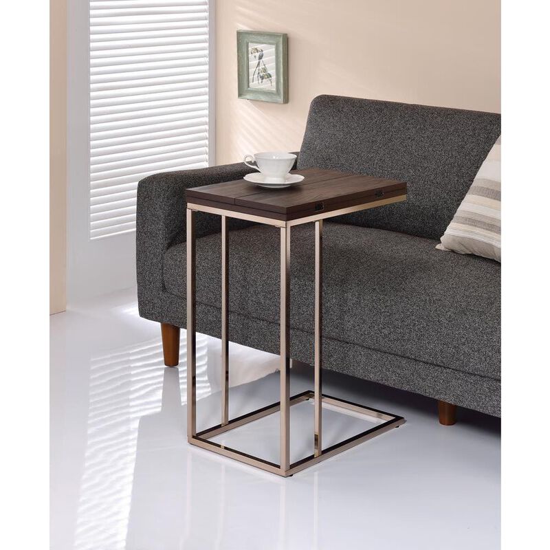 Pedro Expandable Top Accent Table Chestnut and Chrome