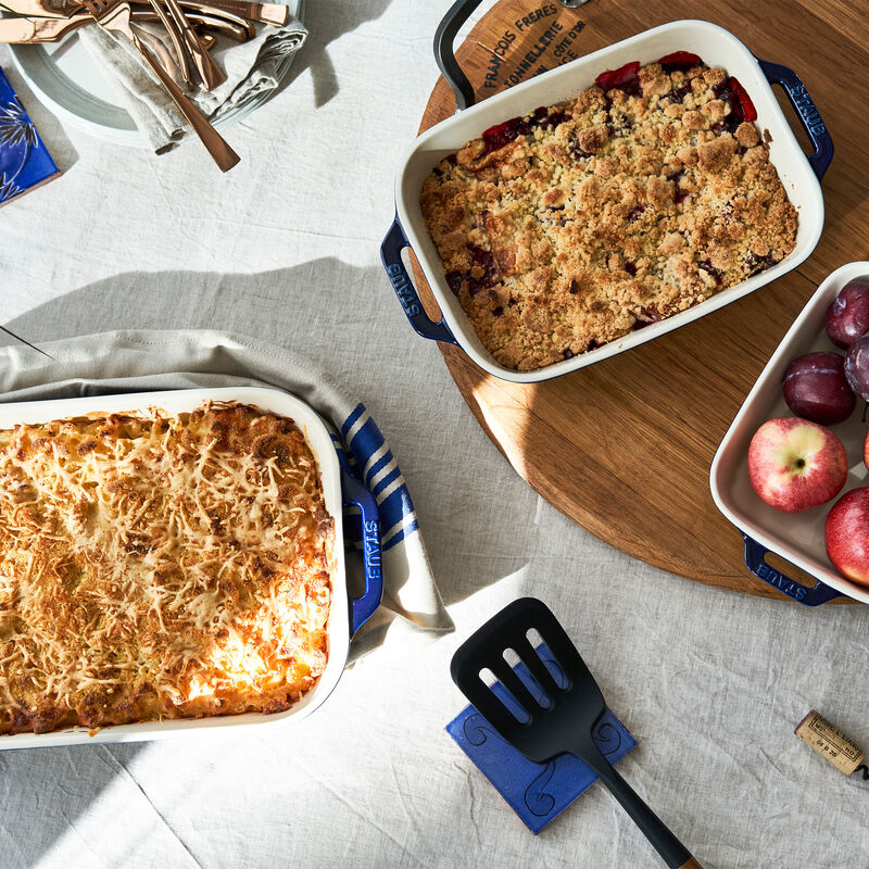 Staub Ceramic Rectangular Baking Dish Set, Casserole Dish, 2-Piece, Rustic Turquoise