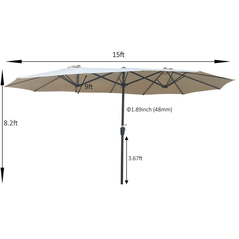 15x9FT Double-Sided Patio Umbrella Outdoor Market Table Garden Extra Large Waterproof