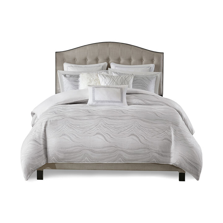 Gracie Mills Blaize Modern Metallic Jacquard Comforter Set