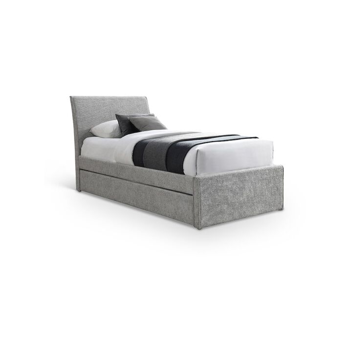 Meridian Furniture Myles Grey Chenille Fabric Twin Trundle Bed