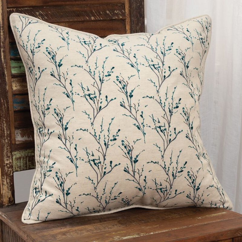 Homezia Teal Tiny Floral Buds Throw Pillow