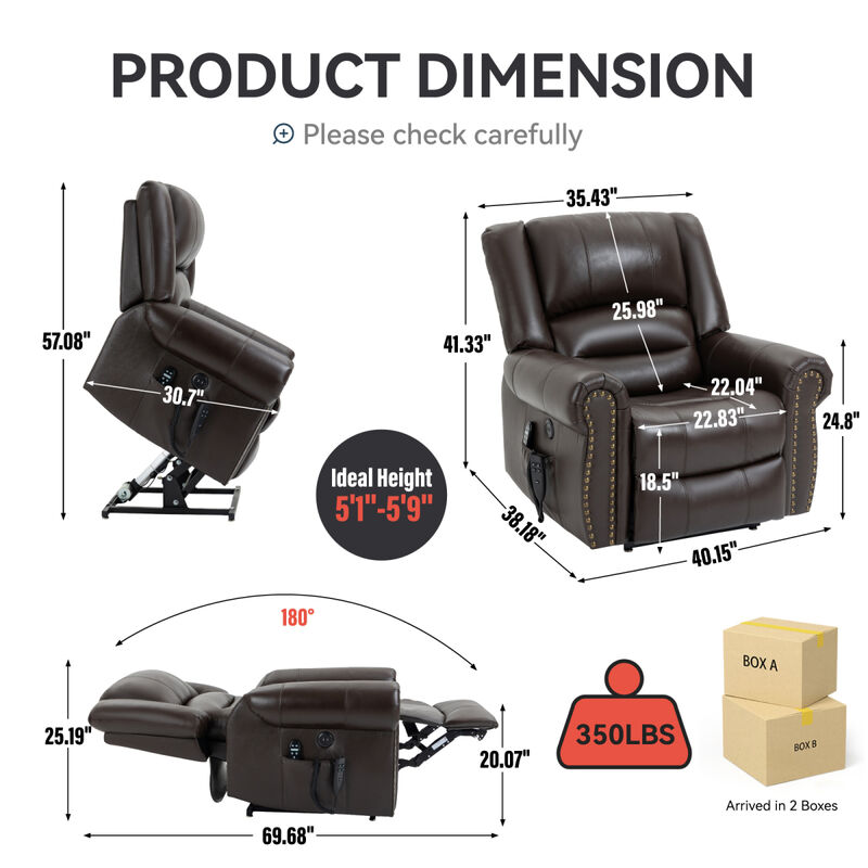 Heavy Duty Leather Recliner with Heat & Massage