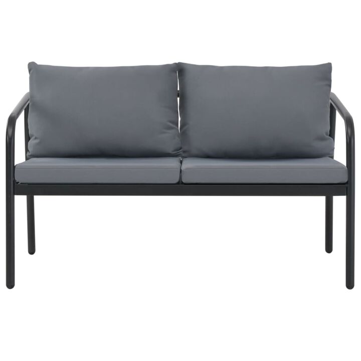 vidaXL 2 Seater Garden Sofa with Cushions Gray Aluminium