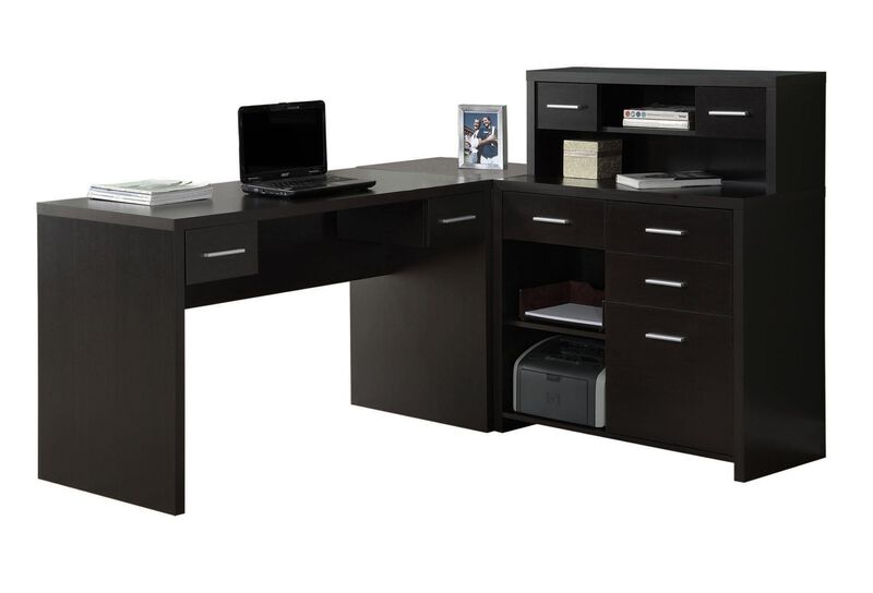 Monarch Specialties Computer Desk, Home Office, Corner, Left, Right Set-Up, Storage Drawers, L Shape, Work, Laptop, Laminate, Brown, Contemporary, Modern