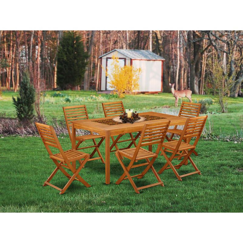 Wooden Patio Set Natural Oil, CMBS7CWNA