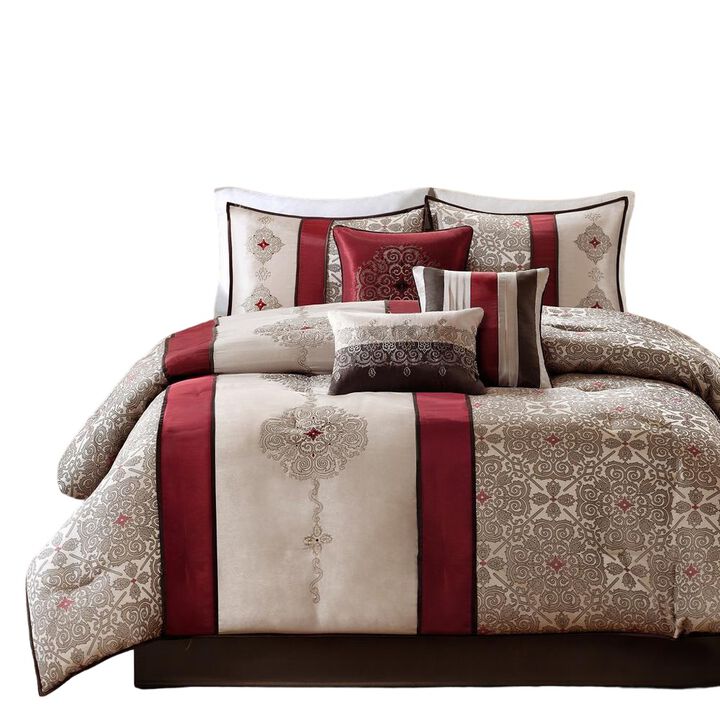 Belen Kox Donovan Red Jacquard Comforter Set, Belen Kox