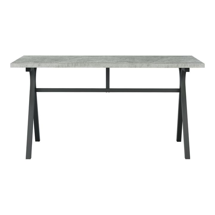 Ota 60 Inch Rectangular Writing Desk, Light Gray Wood Top, Dark Gray Metal-Benzara