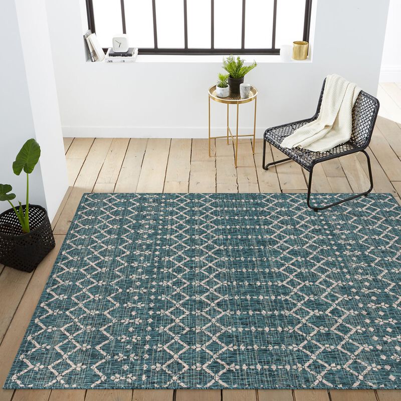 Ourika Moroccan Geometric Textured Weave Indoor/Outdoor Runner Rug