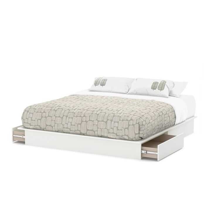 Contemporary Platform Bed with Built-In Storage Drawers for Bedroom Storage