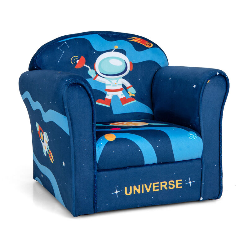 Toddler Upholstered Armchair with Solid Wooden Frame and High-density Sponge Filling