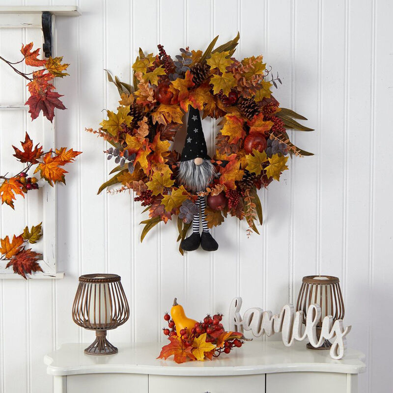 Nearly Natural 28-in Harvest Fall Gmone Artificial Autumn Wreath