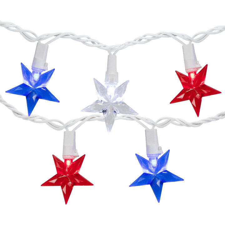 30ct LED Patriotic Stars Fourth of July String Light Set  7ft White Wire